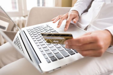 Credit card payment with laptop