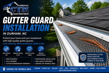 Professional micro-mesh gutter guard installation on a home in Durham, NC
