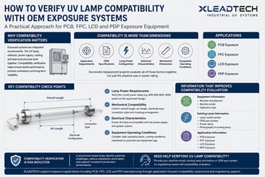 Engineering process for verifying UV lamp compatibility with OEM exposure systems used in PCB, FPC, LCD and PDP manufacturing