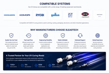 Compatible industrial UV systems and OEM support solutions for printing, coating, and manufacturing applications