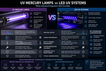 Comparison of UV mercury lamps and LED UV systems for industrial curing, PCB exposure, and manufacturing applications