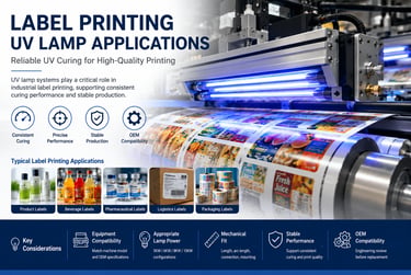 UV curing system used in industrial label printing for high-quality label production and OEM-compatible applications