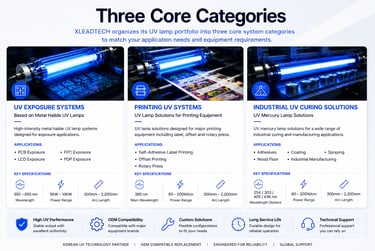 Three core UV system categories for exposure, printing and industrial curing applications