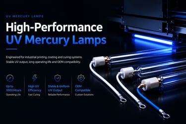 Industrial UV mercury lamps for printing, PCB exposure and industrial UV curing systems