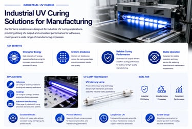 Industrial UV curing solutions using UV mercury lamp technology for adhesives, coatings and manufacturing applications