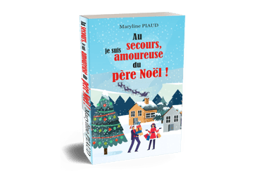 a book cover of a book about a man and woman in a christmas scene