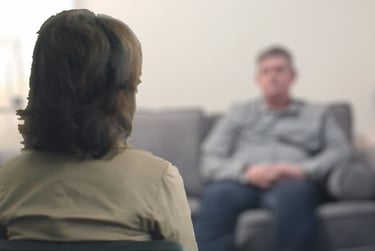 a woman sitting on a couch