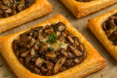 Oyster Mushroom Puff Pastry Tarts