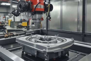 a machine is operating a machine that is making a hole in the center of a