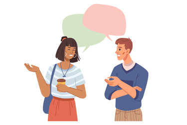 deux amis qui discute, femme et homme