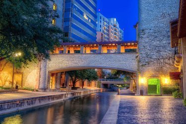 Las Colinas canal at night- adjacent to KMA learning campus.