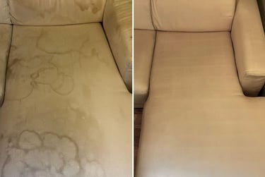 Nettoyage canapé avant après tache urine boisson nourriture gras