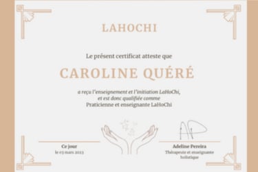 certificat praticienne et formatrice lahochi