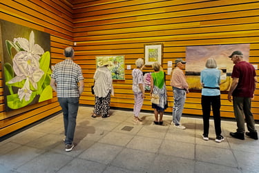 Gallery installation of museum-scale monumental botanical art by Christine Knize 