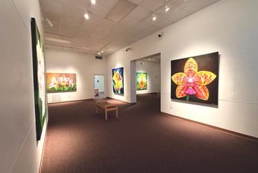 Gallery show of museum-scale monumental botanical art by Christine Knize Gallery installation