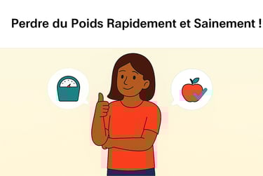Femme souriante illustrant la perte de poids saine avec une balance et une pomme, perte de poids rapide, bien etre, recherche