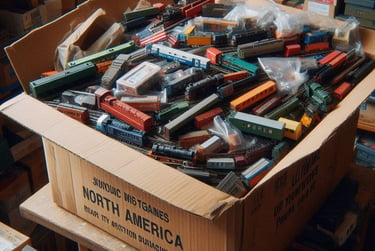 Box of model trains for donation