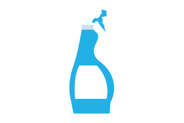 a blue spray bottle with white blank label icon 