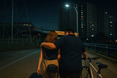 夜の帰宅途中に女性へ不審行為をする男のイメージ画像｜堺市のニュースならサカイタイムズ