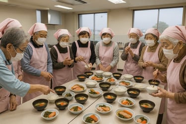 エプロンと三角巾を着けて調理実習に参加している様子のイメージ画像｜堺市のニュースならサカイタイムズ