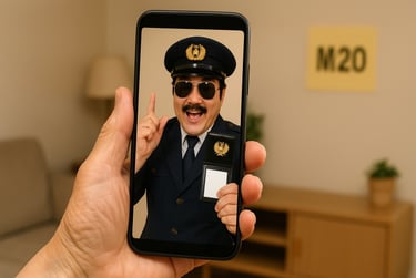警察官を名乗る男がビデオ通話で警察手帳を示しているスマホ画面のイメージ画像|堺市のニュースならサカイタイムズ