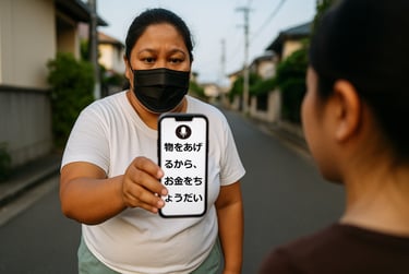 路上で小学生女児に翻訳アプリの画面を見せ「物をあげるから、お金をちょうだい」と要求する不審者のイメージ画像｜堺市のニュースならサカイタイムズ