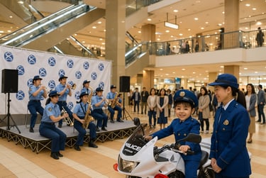 警察音楽隊の演奏と制服を着た子どもが白バイに乗るイメージ画像｜堺市のニュースならサカイタイムズ