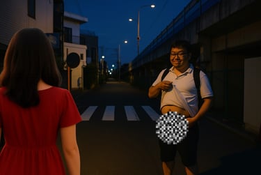 夜の路上で女性に下半身を露出する男のイメージ画像｜堺市のニュースならサカイタイムズ