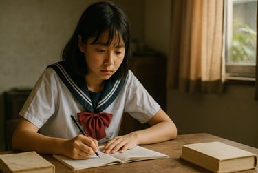 奨学金をもらって大学進学するために勉強に打ち込んでいる女子高生