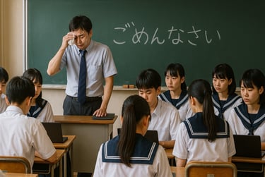 中学の先生が間違って生徒のテストの結果を別の生徒に送信してしまった画像