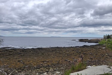 A photo showing the rocky Maine coast and ocean
