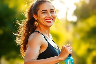 Mulher a correr no parque de manhã