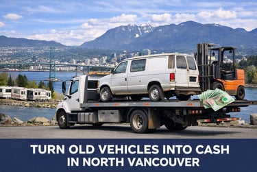 Tow truck on North Vancouver shoreline.
