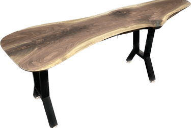 Live edge walnut coffee table made by Austen at Eternally Furnished..