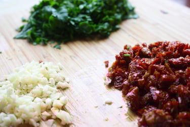 chopped ingredients for Giada's turkey meatloaf
