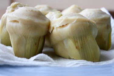 artichokes draining