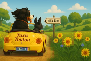 Prestation : Taxis toutou, Mascottes Shadow et Ulya de M. É câline salon de toilettage 