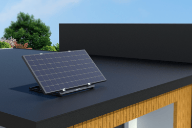 Versatile residential solar mounting system installed on a balcony, compatible with all inverters and panels, featuring adjus