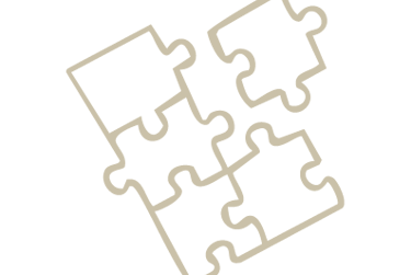 Minimalist beige jigsaw puzzle piece outlines connecting on a solid black background.