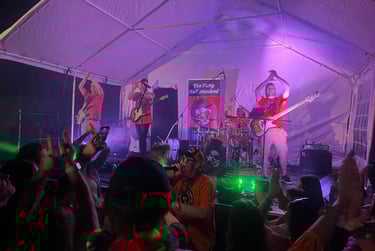 Dirty Half Hundred Party Band playing at woolyfest.