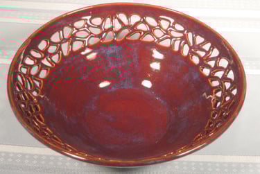 12 Inch Carved Red Blue Bowl