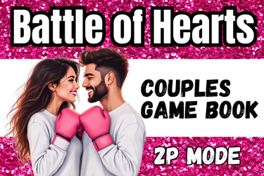 a couple in pink boxing gloves with the words battle of hearts