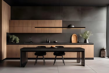 HotelArt: Μίνιμαλ Ξύλινη Κουζίνα με Μαύρο Μάρμαρο - Ξενοδοχειακός Εξοπλισμός Έπιπλα Μίνιμαλ