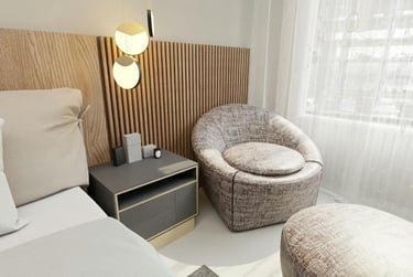 HotelArt: Μίνιμαλ Πολυθρόνα & Κομοδίνο Δωματίου - Ξενοδοχειακός Εξοπλισμός Έπιπλα Μίνιμαλ