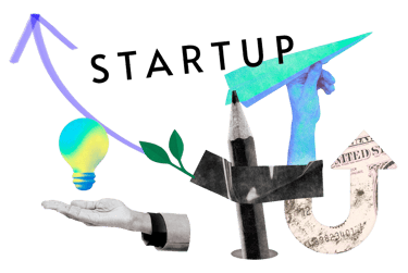 Grafik die Bilder zeigt wie Stift und Papierflieger