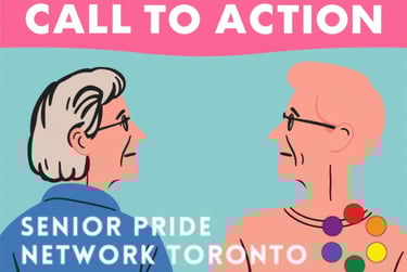 An image with two older people facing each other, titled: Call to Action, from SPNT Toronto