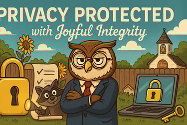 Intelligent looking owl promising to protect privacy at the web site.