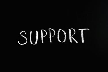 la palabra support en fondo negro