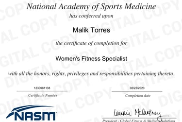 Certified Woman's Fitness Specialist