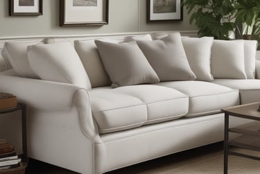 a pile of pillows sitting on top of a bed